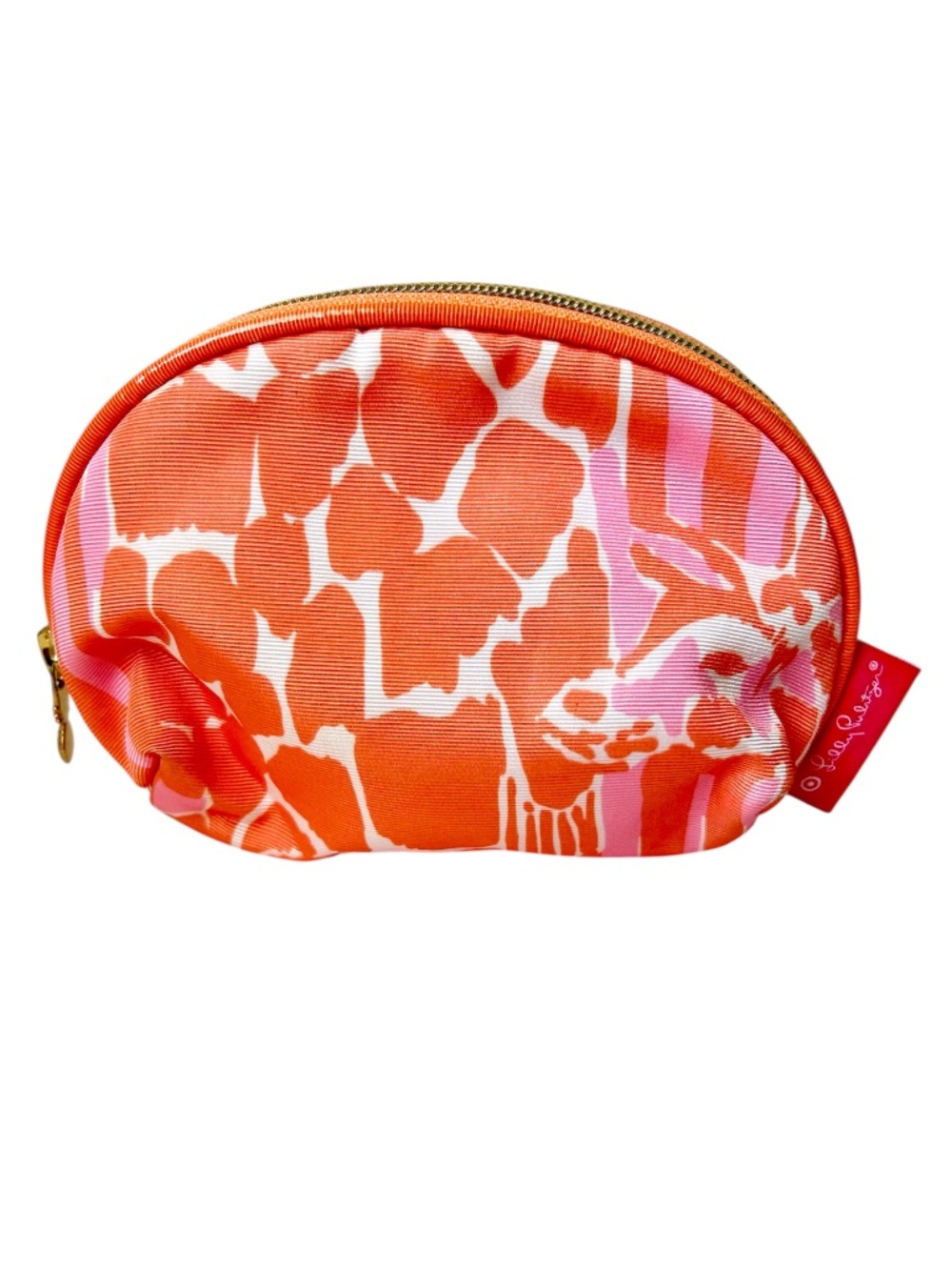 Lilly Pulitzer Cosmetic Bag - Orange Pink Giraffe Print Makeup Accessory
